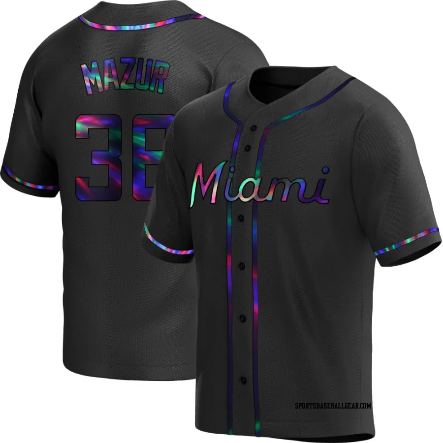 Adam Mazur Men's Miami Marlins Black Holographic Replica Alternate Jersey