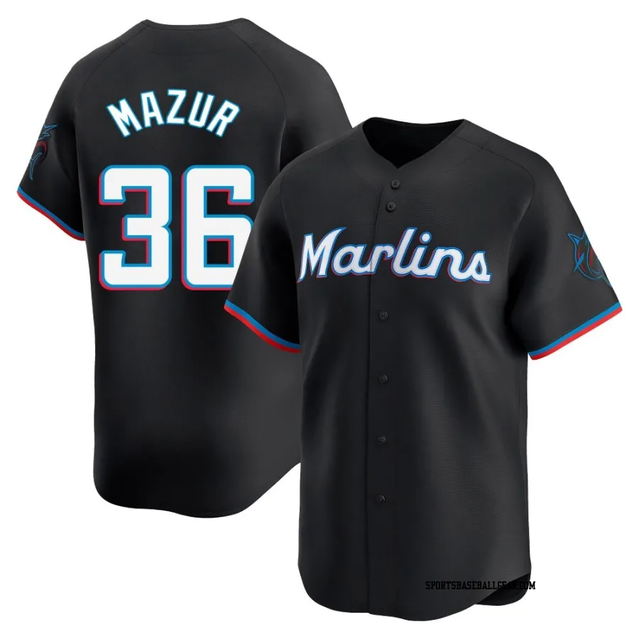 Adam Mazur Men's Miami Marlins Black Limited Alternate Jersey