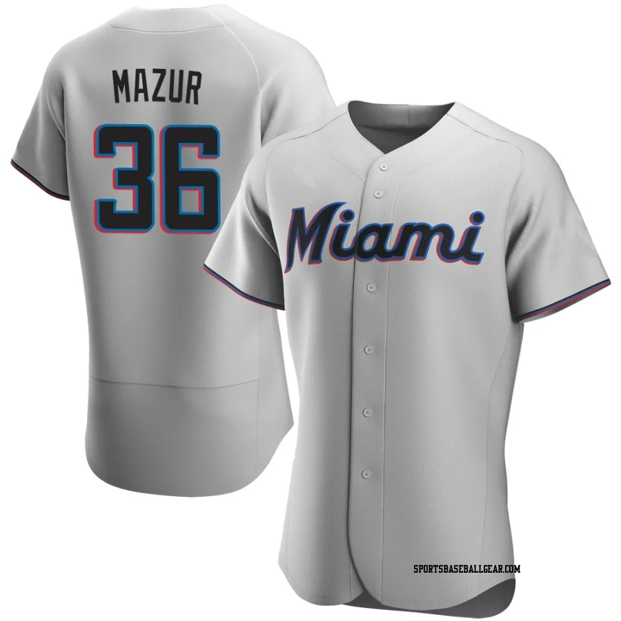 Adam Mazur Men's Miami Marlins Gray Authentic Road Jersey