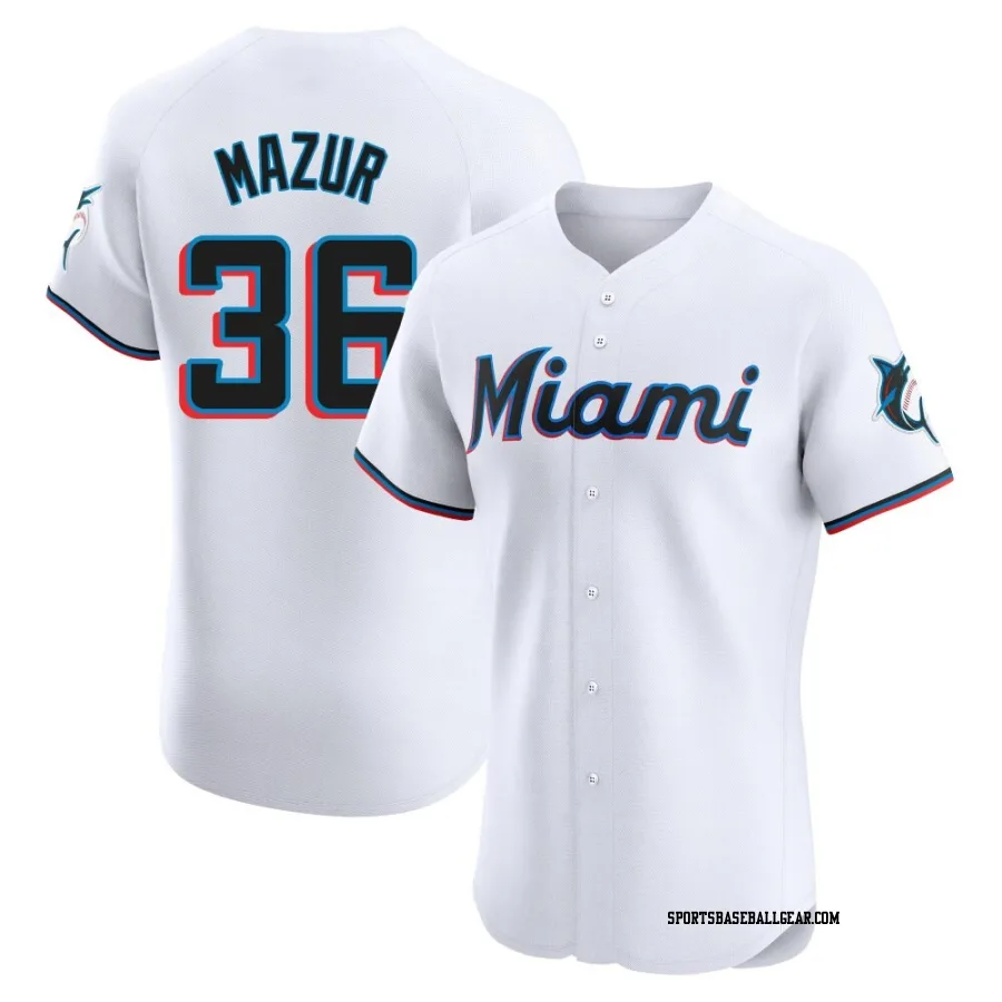 Adam Mazur Men's Miami Marlins White Elite Home Jersey