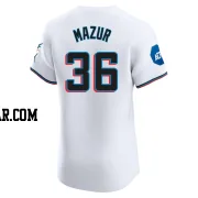 Adam Mazur Men's Miami Marlins White Elite Home Patch Jersey