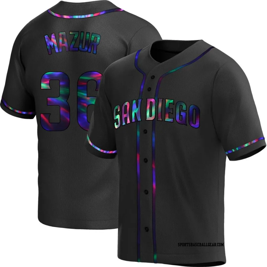 Adam Mazur Men's San Diego Padres Black Holographic Replica Alternate Jersey