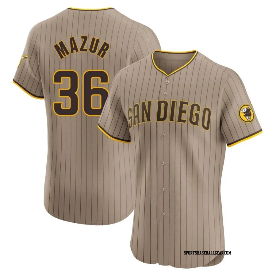 Adam Mazur Men's San Diego Padres Brown Elite Alternate Jersey