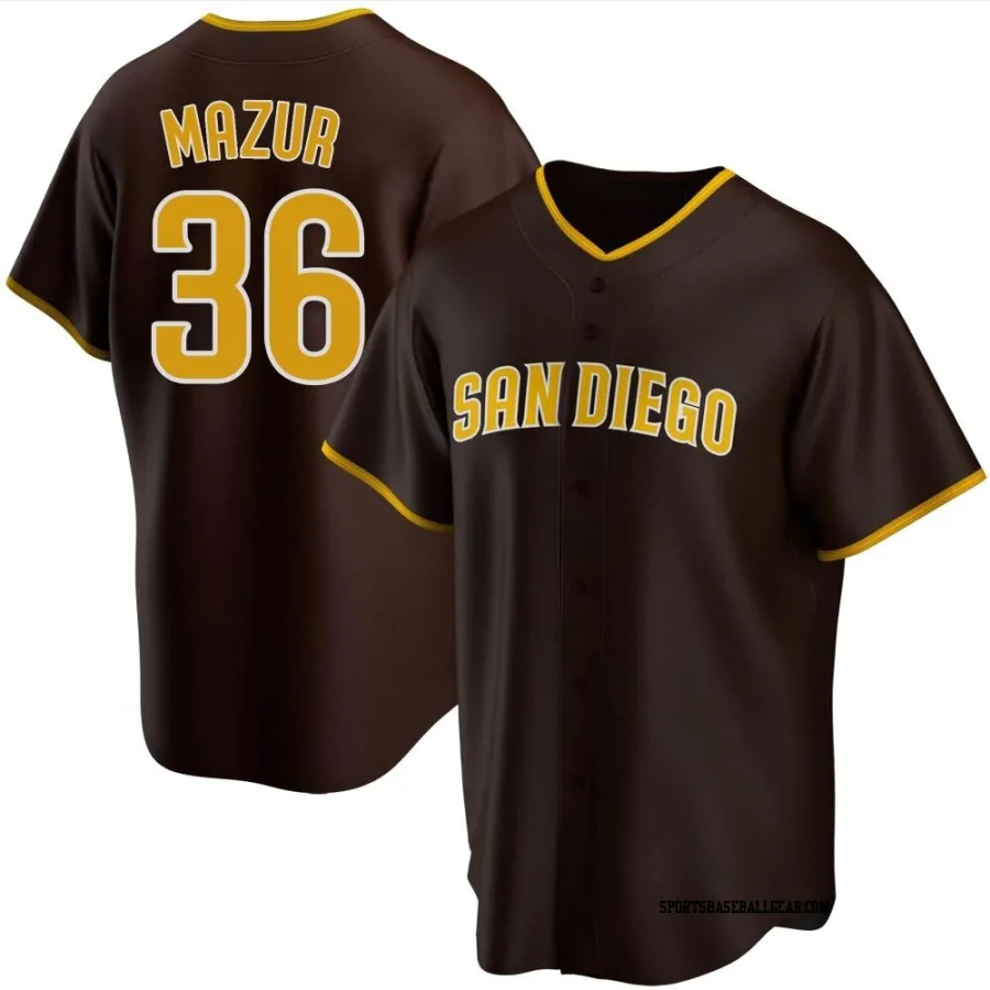 Adam Mazur Men's San Diego Padres Brown Replica Road Jersey