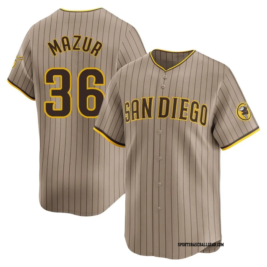 Adam Mazur Men's San Diego Padres Limited Tan Alternate Jersey