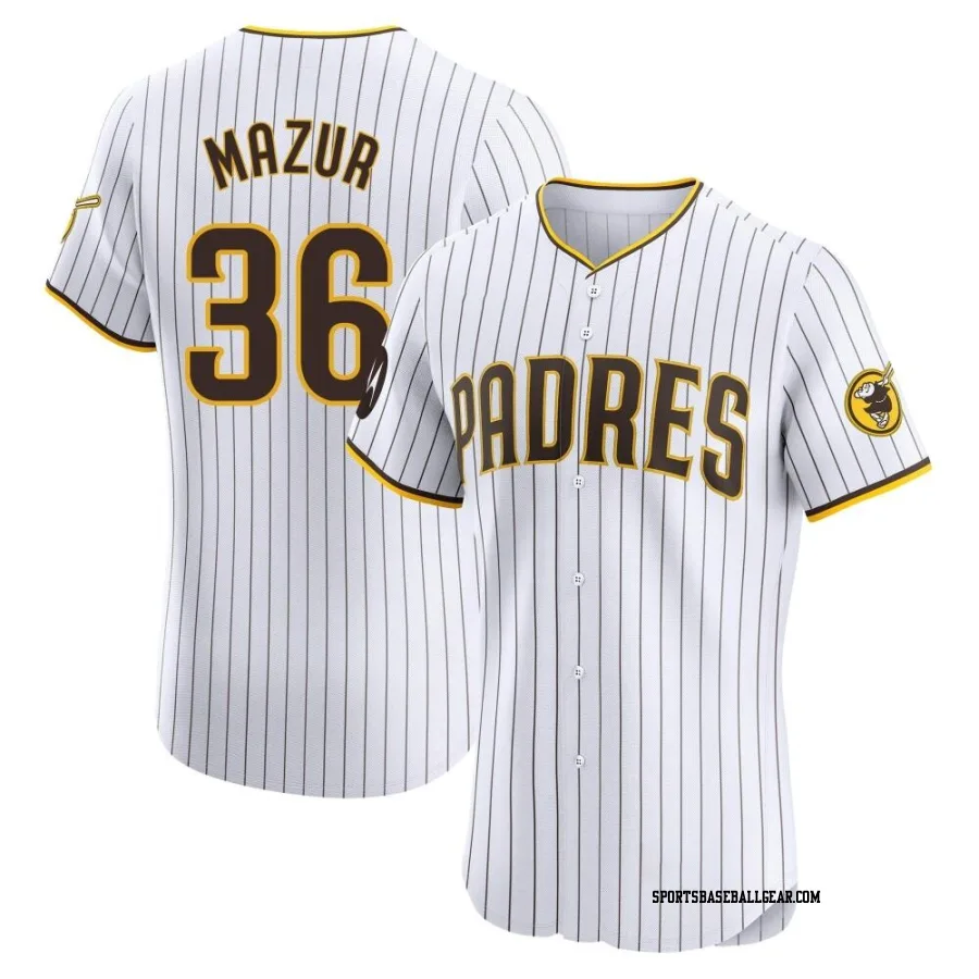 Adam Mazur Men's San Diego Padres White Elite Home Patch Jersey