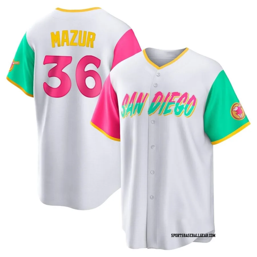 Adam Mazur Men's San Diego Padres White Replica 2022 City Connect Jersey