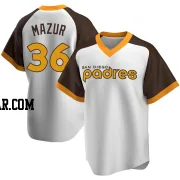 Adam Mazur Men's San Diego Padres White Replica Home Cooperstown Collection Jersey