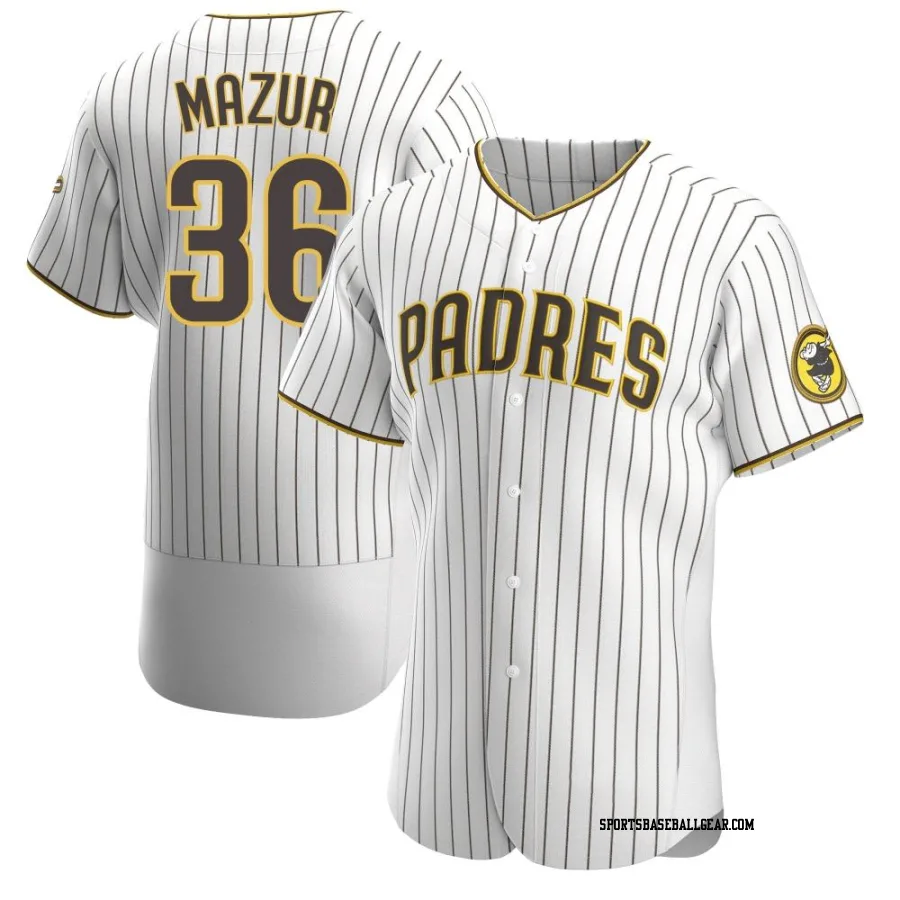 Adam Mazur Men's San Diego Padres White/Brown Authentic Home Jersey