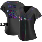 Adam Mazur Women's Miami Marlins Black Holographic Replica Alternate Jersey