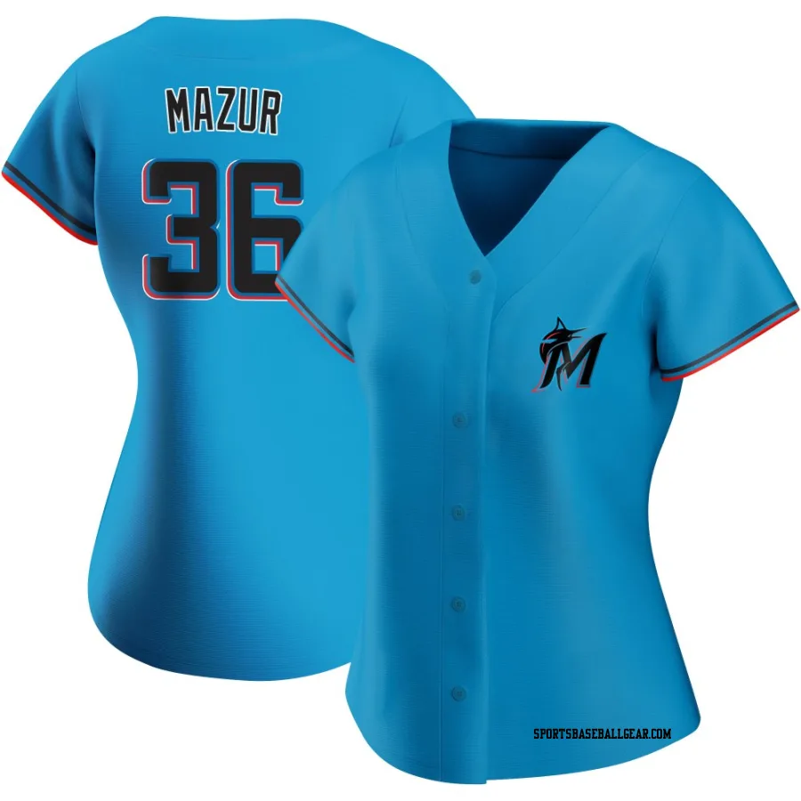 Adam Mazur Women's Miami Marlins Blue Replica Alternate Jersey