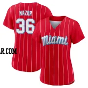 Adam Mazur Women's Miami Marlins Red Authentic 2021 City Connect Jersey