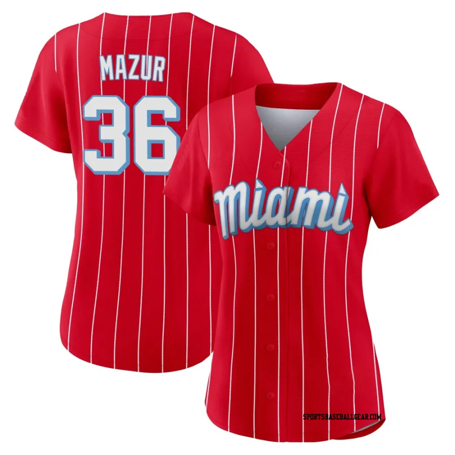 Adam Mazur Women's Miami Marlins Red Authentic 2021 City Connect Jersey