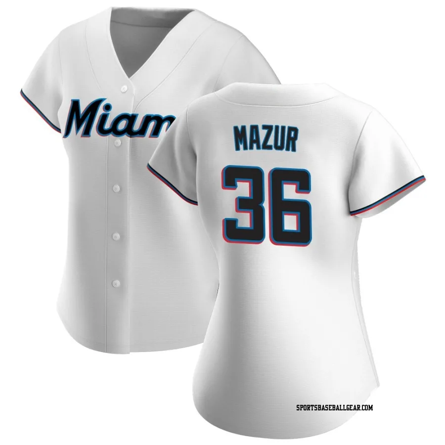 Adam Mazur Women's Miami Marlins White Replica Home Jersey