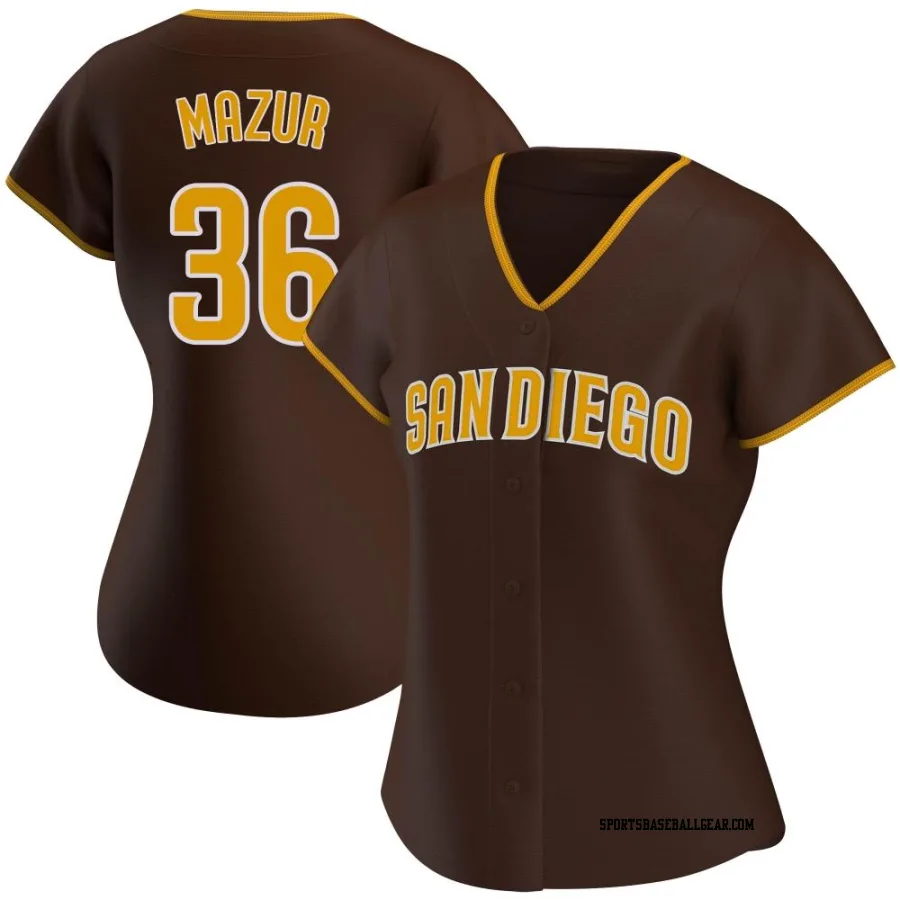 Adam Mazur Women's San Diego Padres Brown Authentic Road Jersey