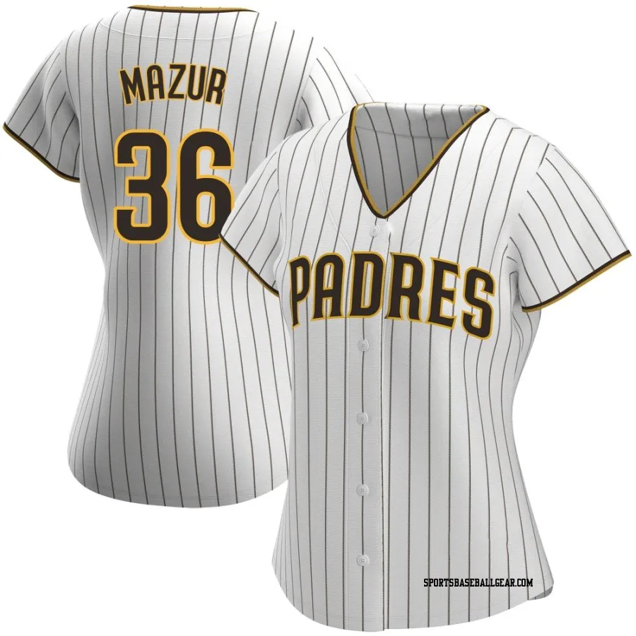 Adam Mazur Women's San Diego Padres White/Brown Authentic Home Jersey