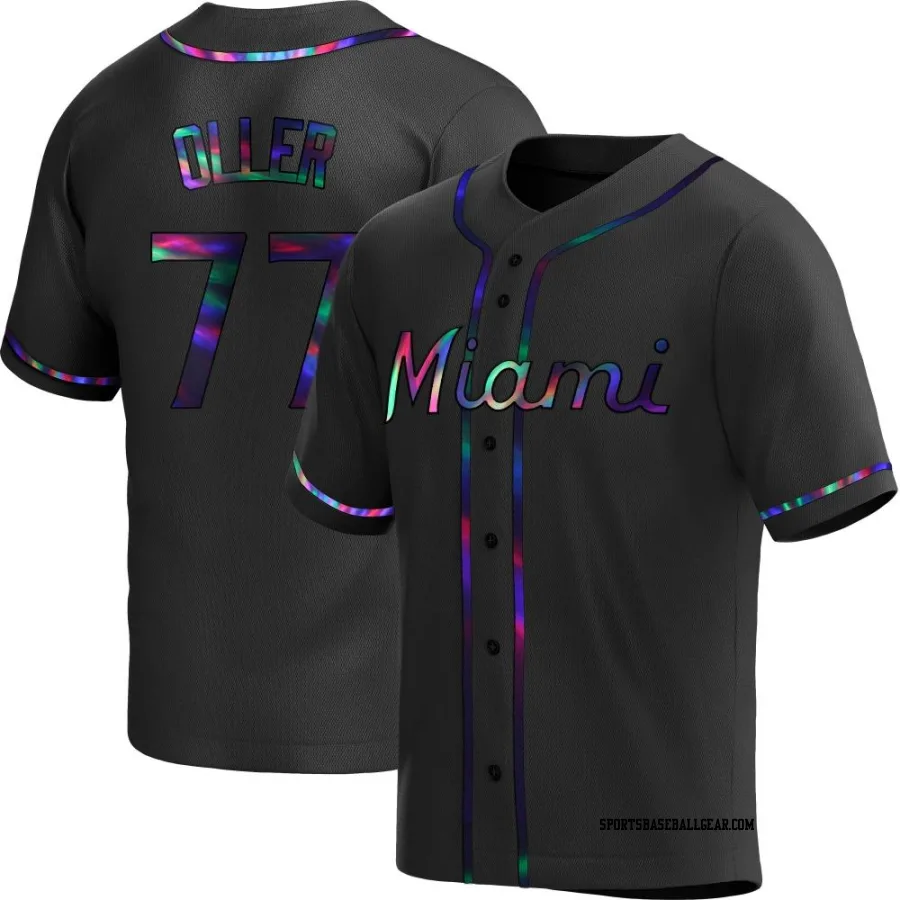 Adam Oller Men's Miami Marlins Black Holographic Replica Alternate Jersey