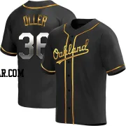 Adam Oller Men's Oakland Athletics Black Golden Replica Alternate Jersey