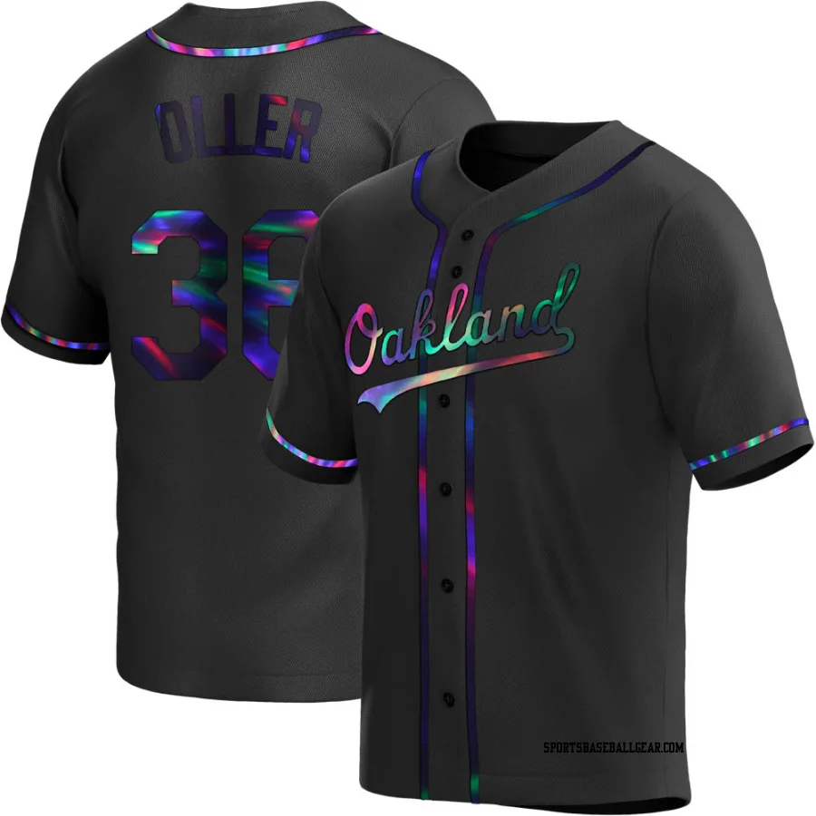 Adam Oller Men's Oakland Athletics Black Holographic Replica Alternate Jersey