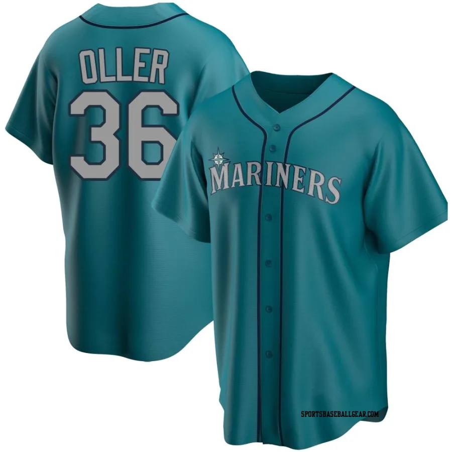 Adam Oller Men's Seattle Mariners Aqua Replica Alternate Jersey