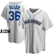 Adam Oller Men's Seattle Mariners White Replica Home Cooperstown Collection Jersey