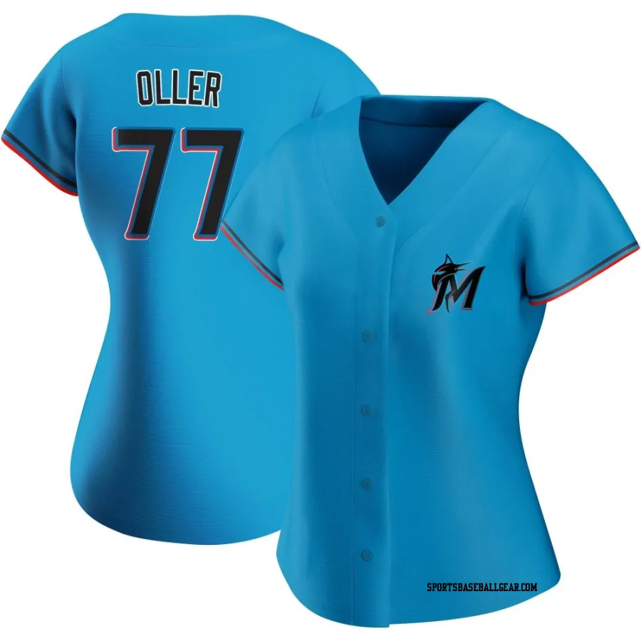 Adam Oller Women's Miami Marlins Blue Replica Alternate Jersey