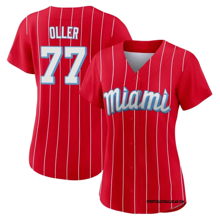 Adam Oller Women's Miami Marlins Red Authentic 2021 City Connect Jersey