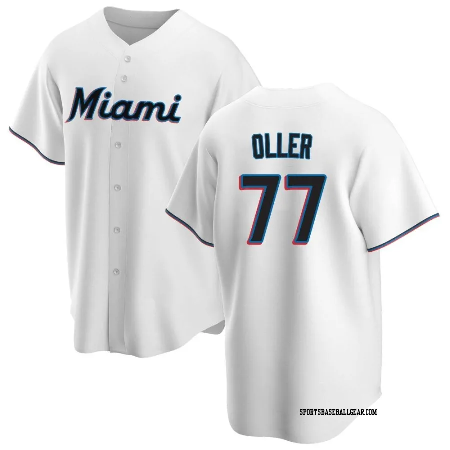 Adam Oller Youth Miami Marlins White Replica Home Jersey