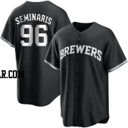 Adam Seminaris Men's Milwaukee Brewers Black/White Replica Jersey