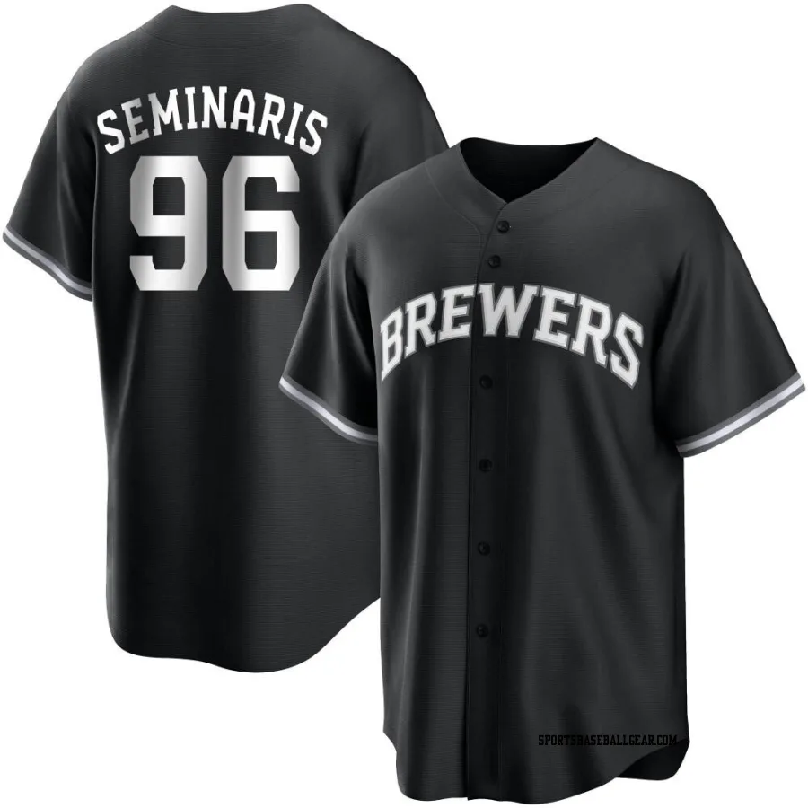 Adam Seminaris Men's Milwaukee Brewers Black/White Replica Jersey