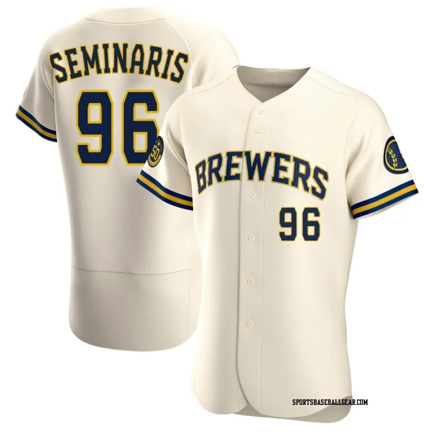 Adam Seminaris Men's Milwaukee Brewers Cream Authentic Home Jersey