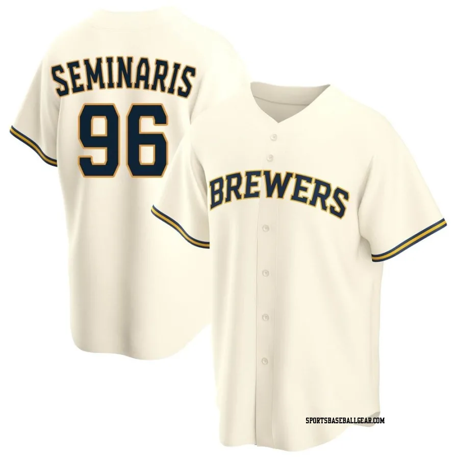 Adam Seminaris Men's Milwaukee Brewers Cream Replica Home Jersey