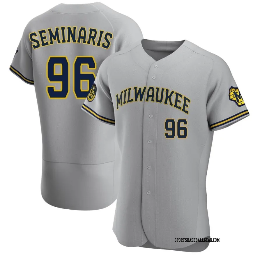 Adam Seminaris Men's Milwaukee Brewers Gray Authentic Road Jersey