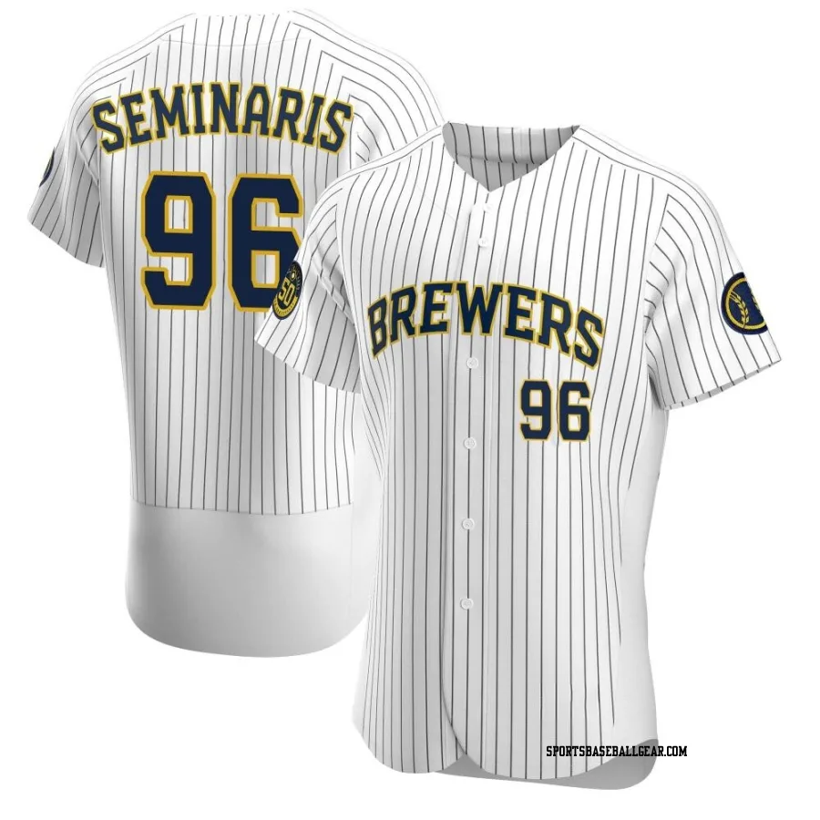 Adam Seminaris Men's Milwaukee Brewers White Authentic Alternate Jersey