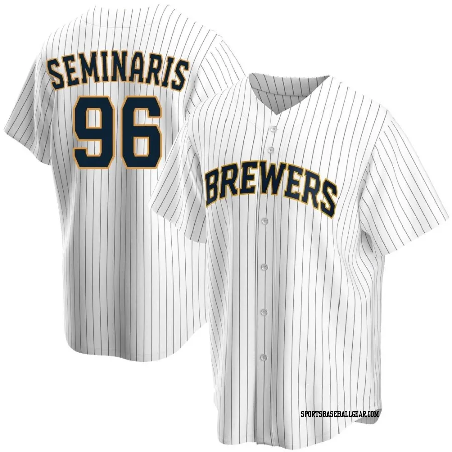 Adam Seminaris Men's Milwaukee Brewers White Replica Home Jersey