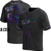 Adam Seminaris Youth Milwaukee Brewers Black Holographic Replica Alternate Jersey