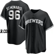 Adam Seminaris Youth Milwaukee Brewers Black/White Replica Jersey