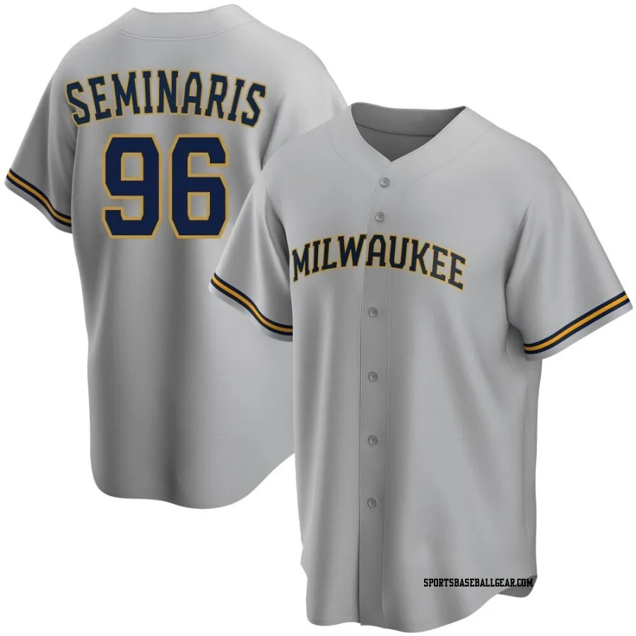 Adam Seminaris Youth Milwaukee Brewers Gray Replica Road Jersey