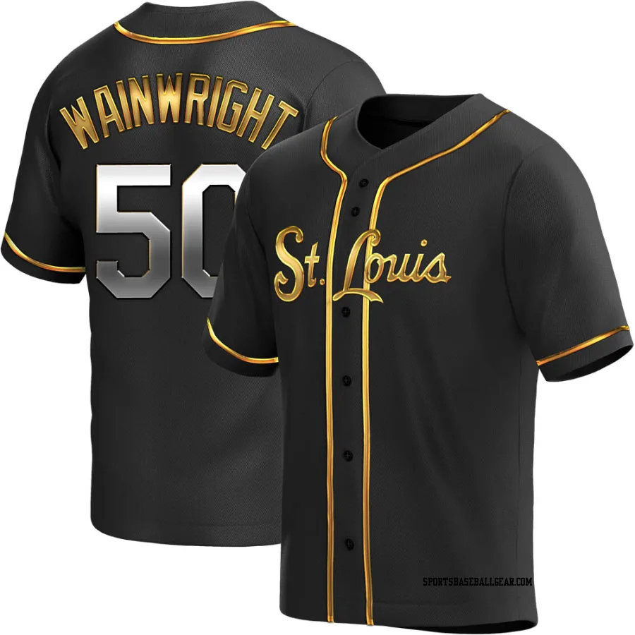 Adam Wainwright Men's St. Louis Cardinals Black Golden Replica Alternate Jersey