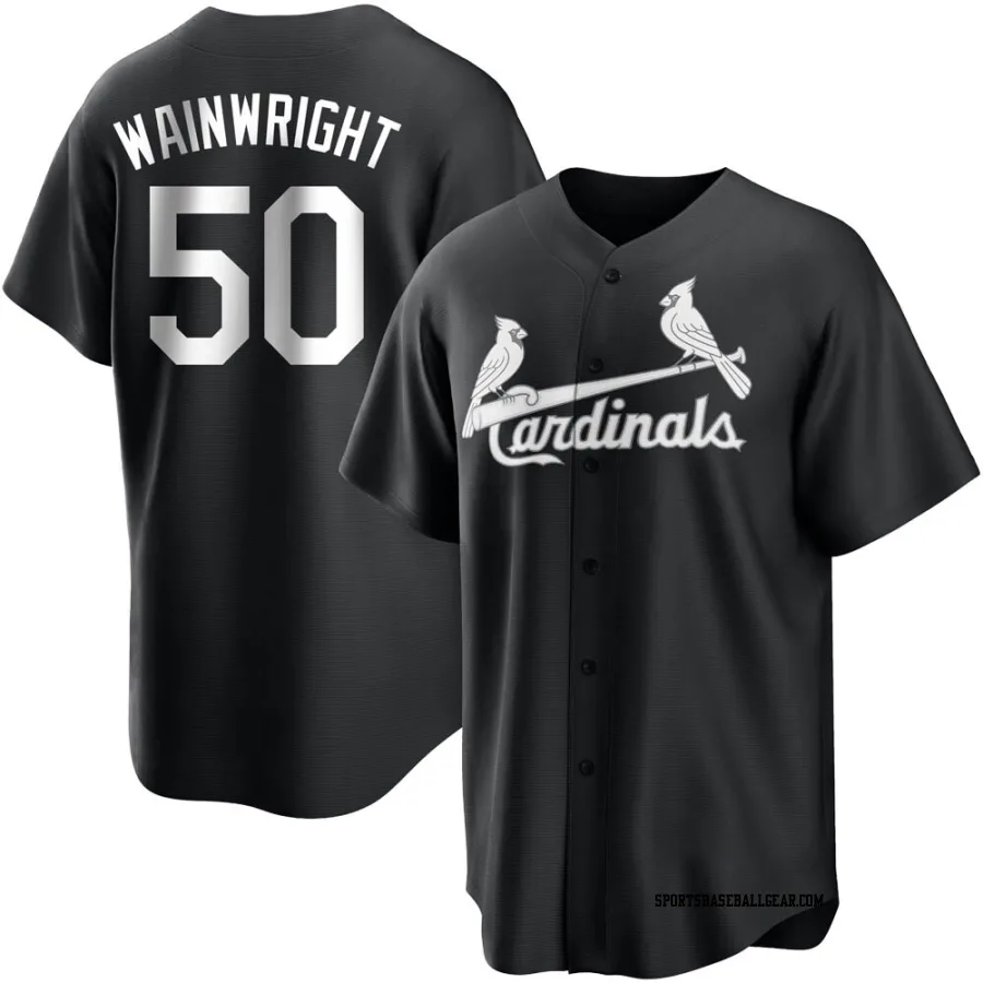 Adam Wainwright Men's St. Louis Cardinals Black/White Replica Jersey