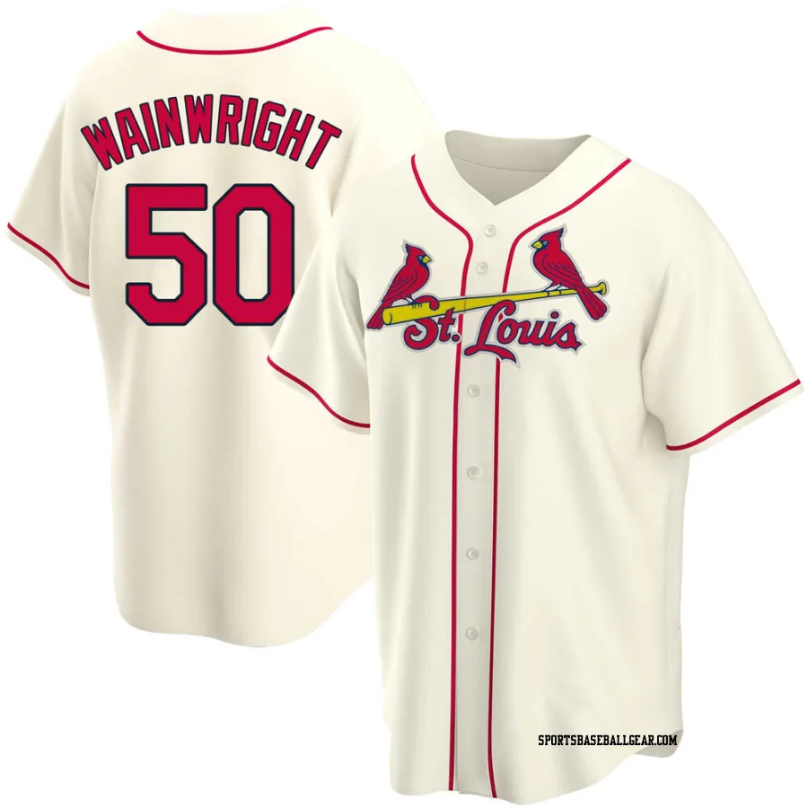 Adam Wainwright Men's St. Louis Cardinals Cream Replica Alternate Jersey