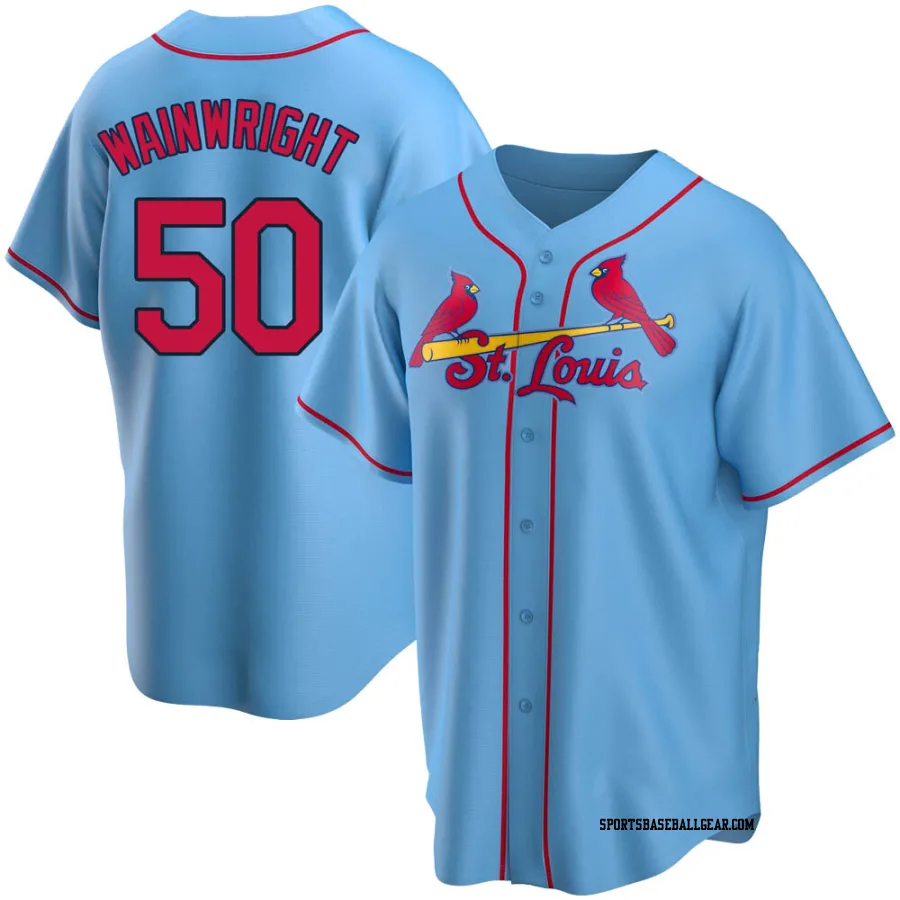 Adam Wainwright Men's St. Louis Cardinals Light Blue Replica Alternate Jersey