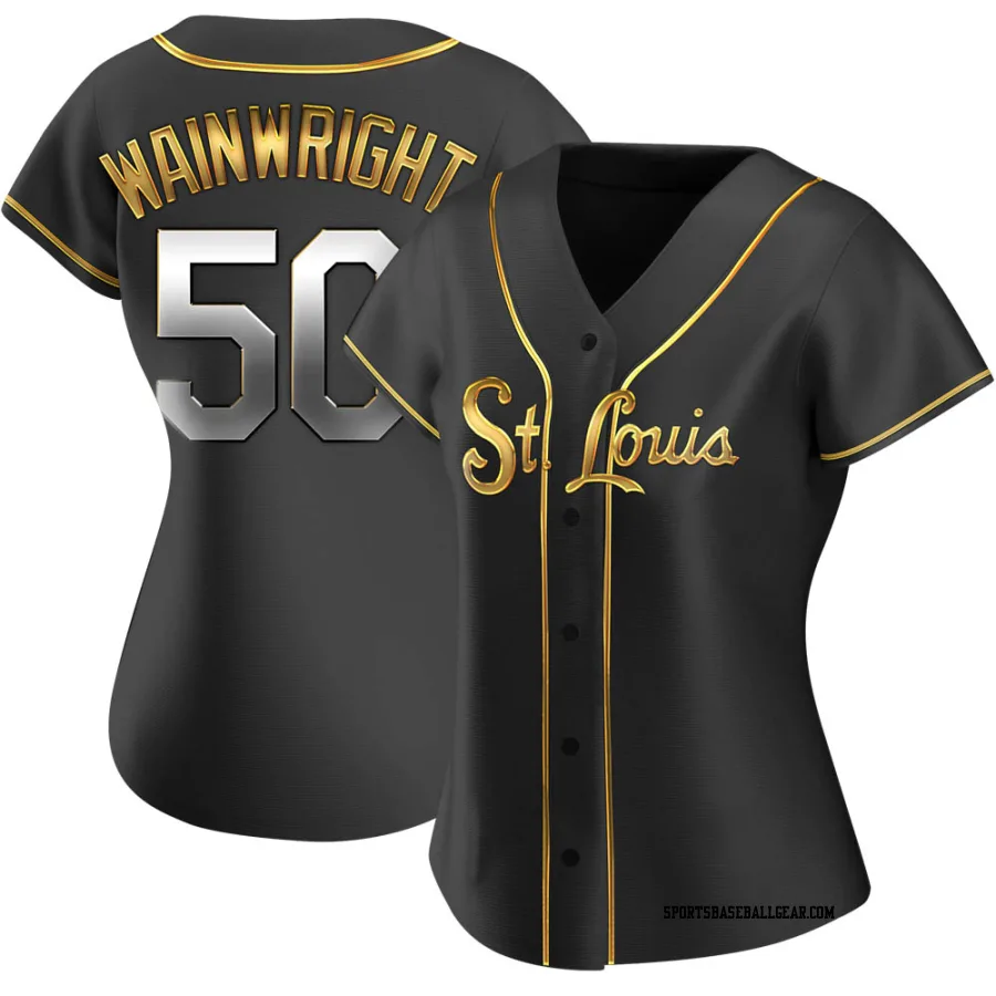 Adam Wainwright Women's St. Louis Cardinals Black Golden Replica Alternate Jersey