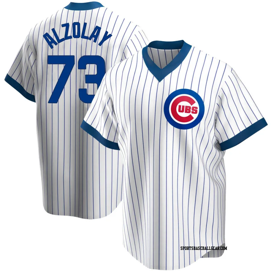 Adbert Alzolay Men's Chicago Cubs White Replica Home Cooperstown Collection Jersey