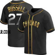 Addison Russell Men's Chicago Cubs Black Golden Replica Alternate Jersey