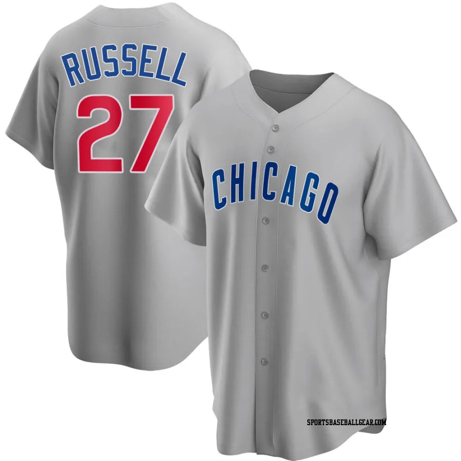 Addison Russell Men's Chicago Cubs Gray Replica Road Jersey