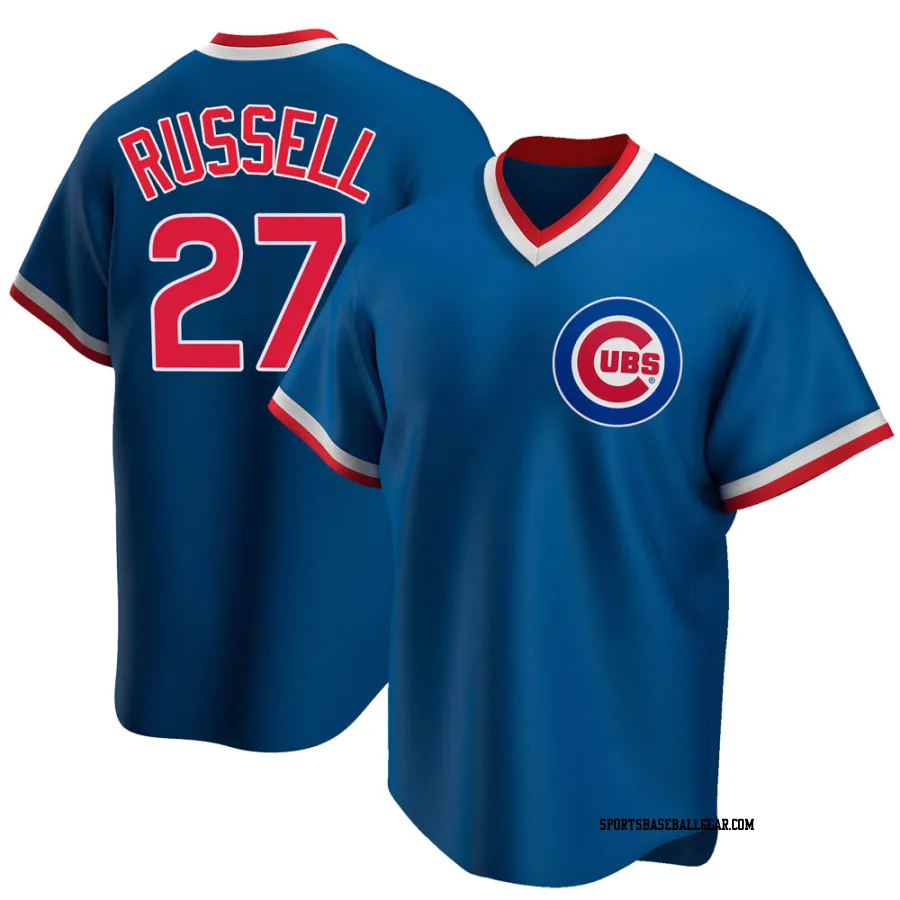 Addison Russell Men's Chicago Cubs Royal Replica Road Cooperstown Collection Jersey