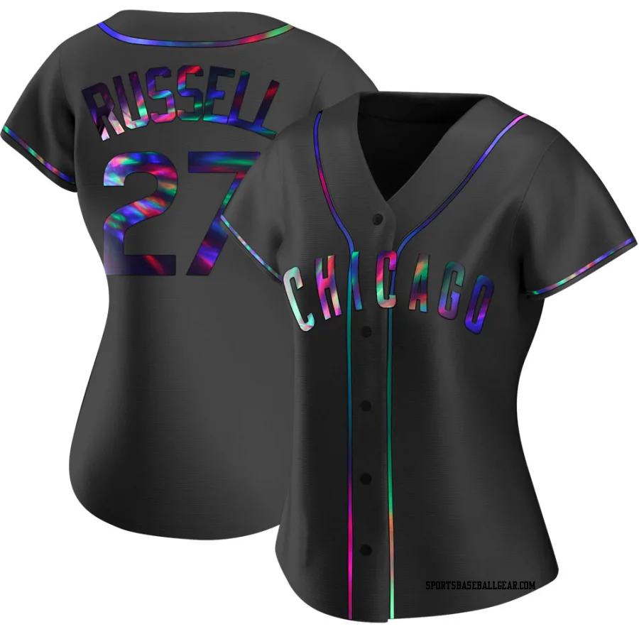 Addison Russell Women's Chicago Cubs Black Holographic Replica Alternate Jersey