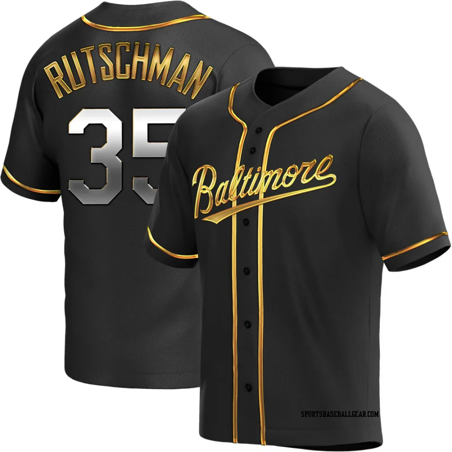 Adley Rutschman Men's Baltimore Orioles Black Golden Replica Alternate Jersey