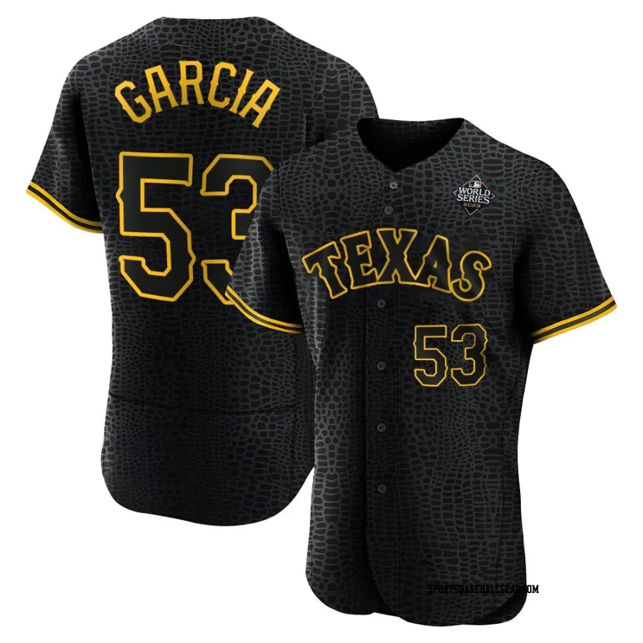 Adolis Garcia Men's Texas Rangers Black Authentic Snake Skin City 2023 World Series Jersey